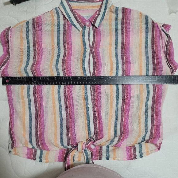 Rails Amelie Button Down in Avilla Stripe Pink, Blue, Orange Size Small - Picture 10 of 10